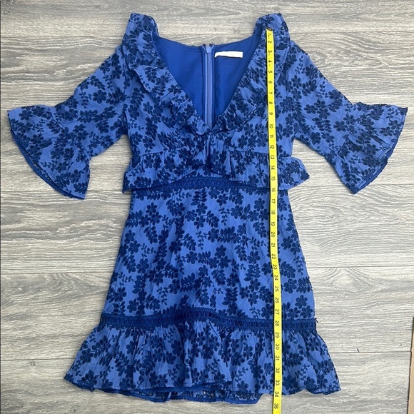 La Maison TALULAH Linen Eyelet Lace Luna Mini Ruffle Dress size - Picture 7 of 13